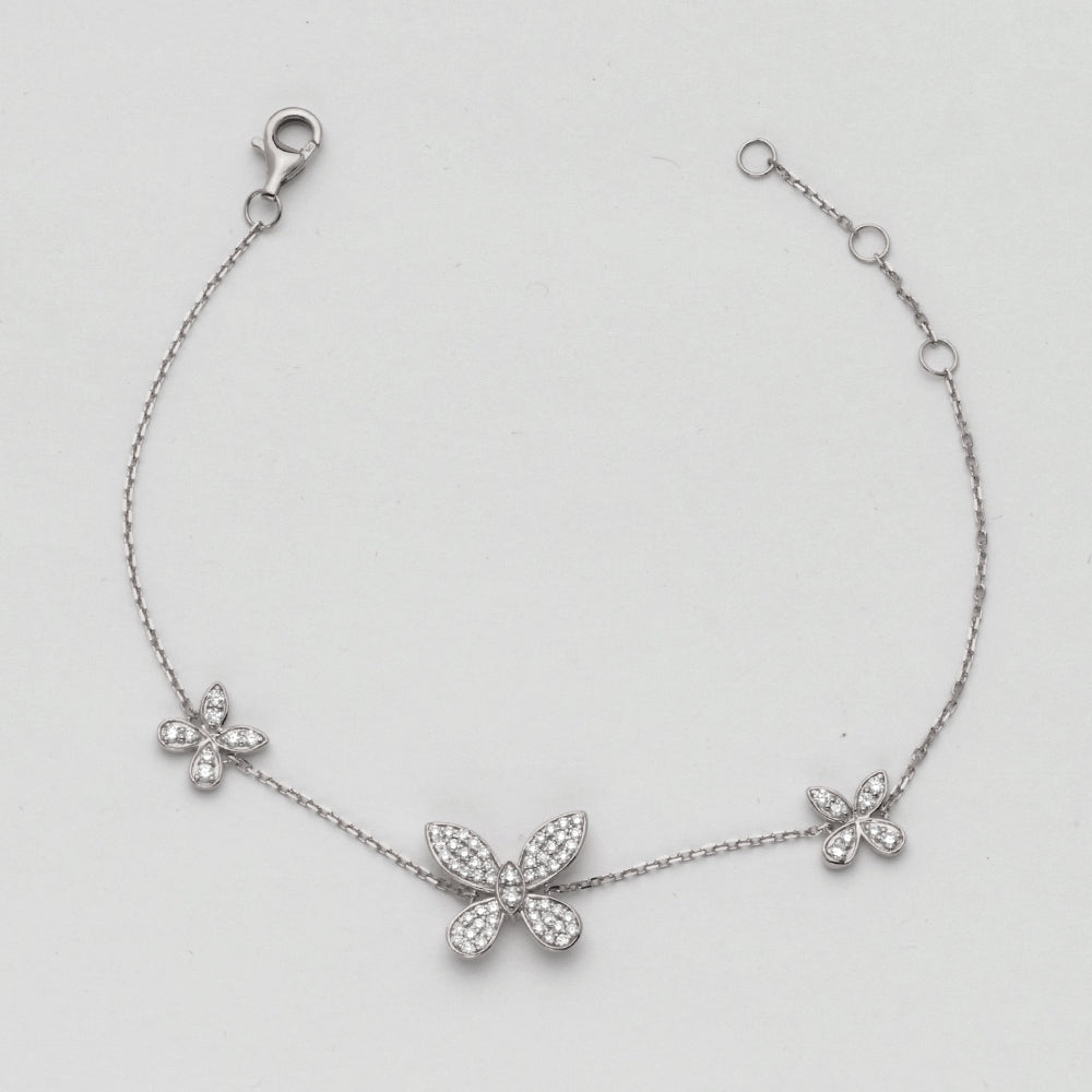 14KW 0.50CTW DIAMOND 3 BUTTERFLY BRACELET