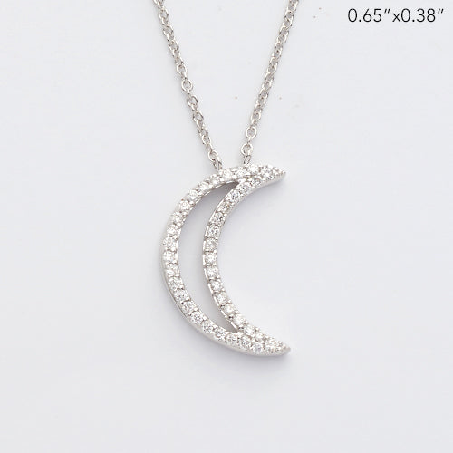 14KW 0.20CTW DIAMOND CRESCENT MOON NECKLACE