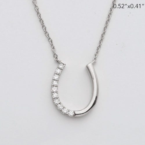 14KW 0.10CTW DIAMOND HORSE SHOE NECKLACE