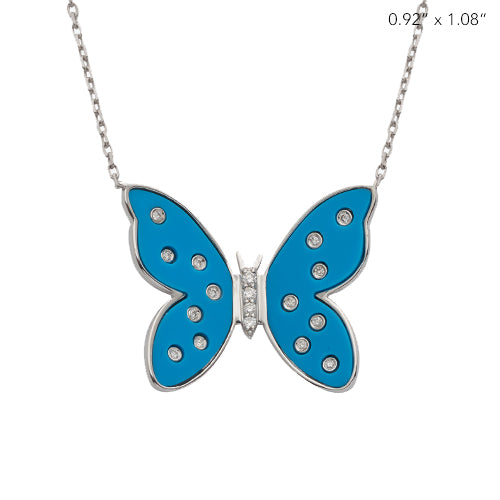 14KW 0.15CTW DIAMOND BUTTERFLY NECKLACE W/