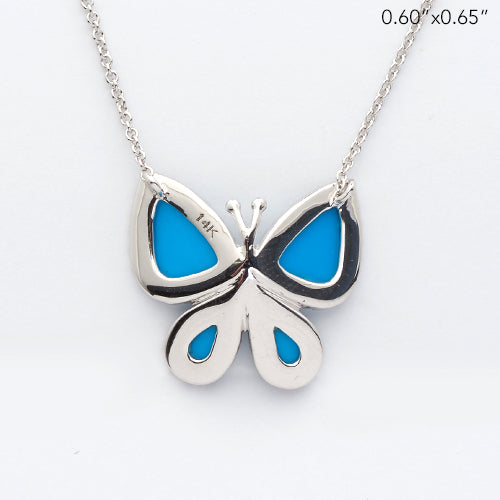 14KW 0.40CTW DIAMOND BUTTERFLY NECKLACE W/