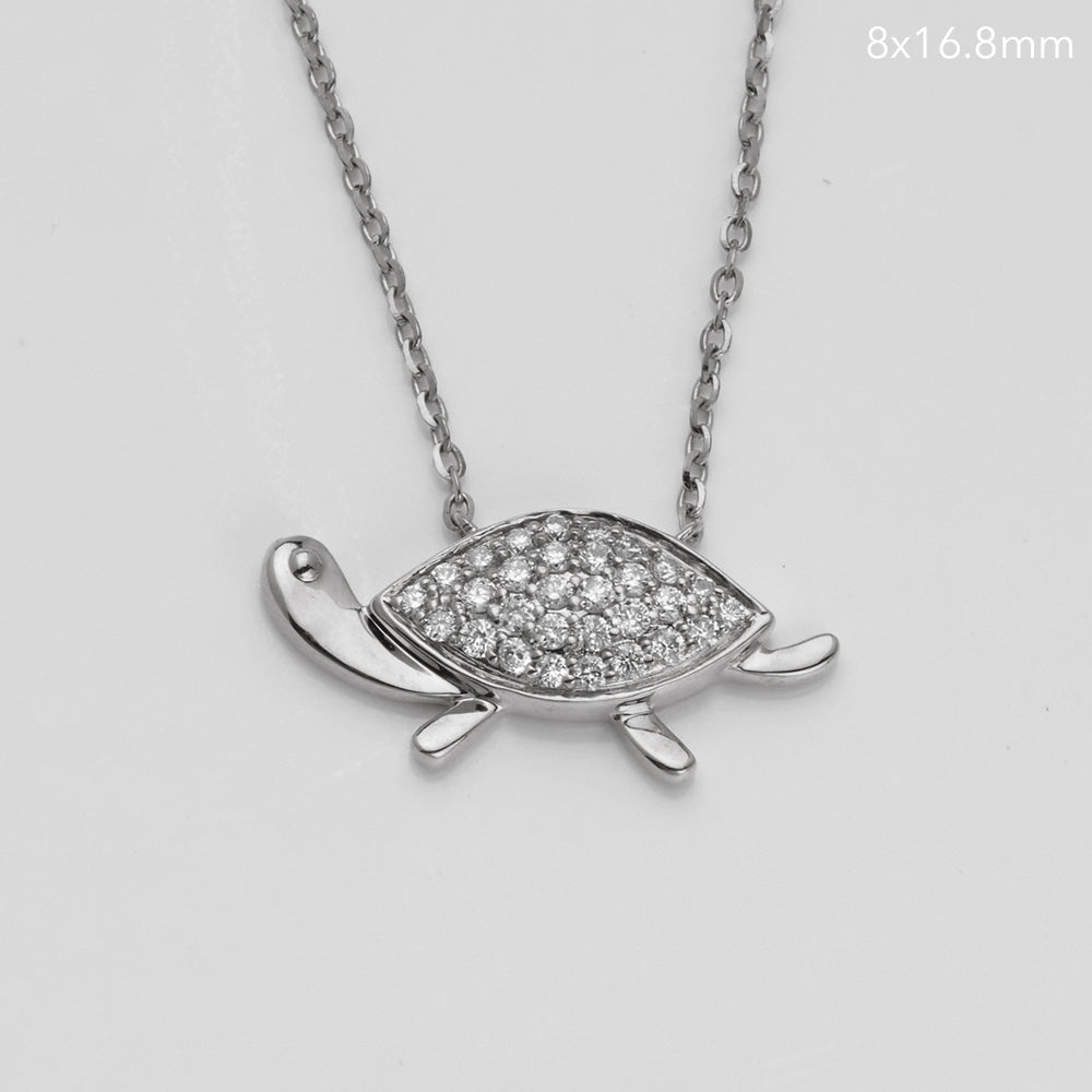 14KW 0.20CT DIAMOND TURTLE NECKLACE