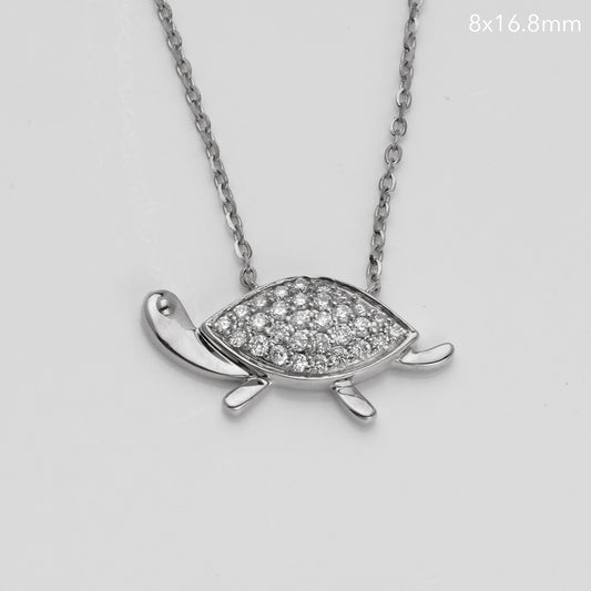 14KW 0.20CT DIAMOND TURTLE NECKLACE