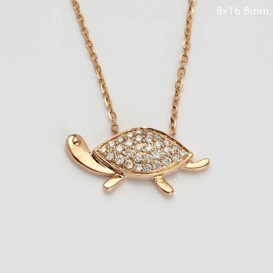 14KY 0.20CT DIAMOND TURTLE NECKLACE