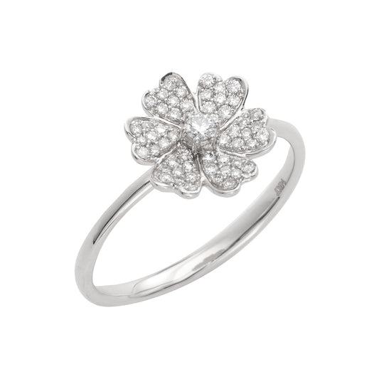 14KW 0.25CTW DIAMOND FLOWER SHAPED RING