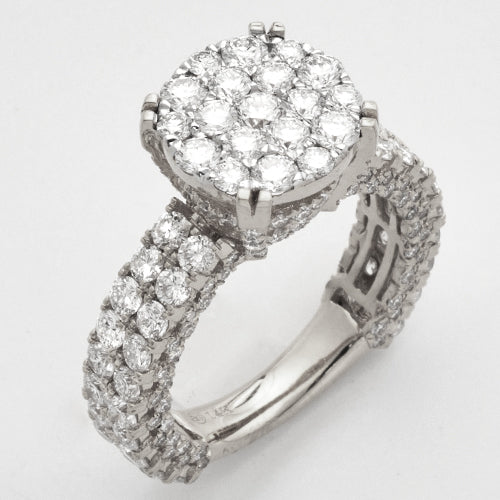 14KW 3.25CTW STELLA DIAMOND ROUND CLUSTER RING