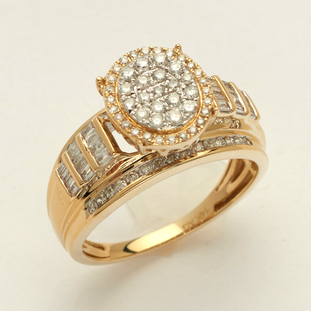 14KY 0.75CTW DIAMOND OVAL CLUSTER RING