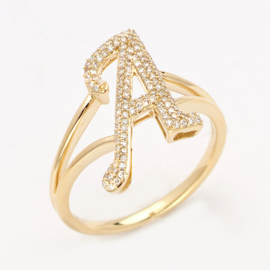 14KY 0.25CTW DIAMOND INITIAL RING