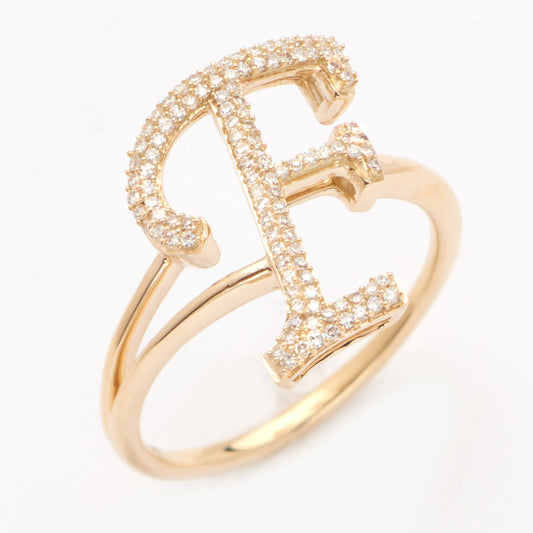 14KY 0.25CTW DIAMOND INITIAL RING