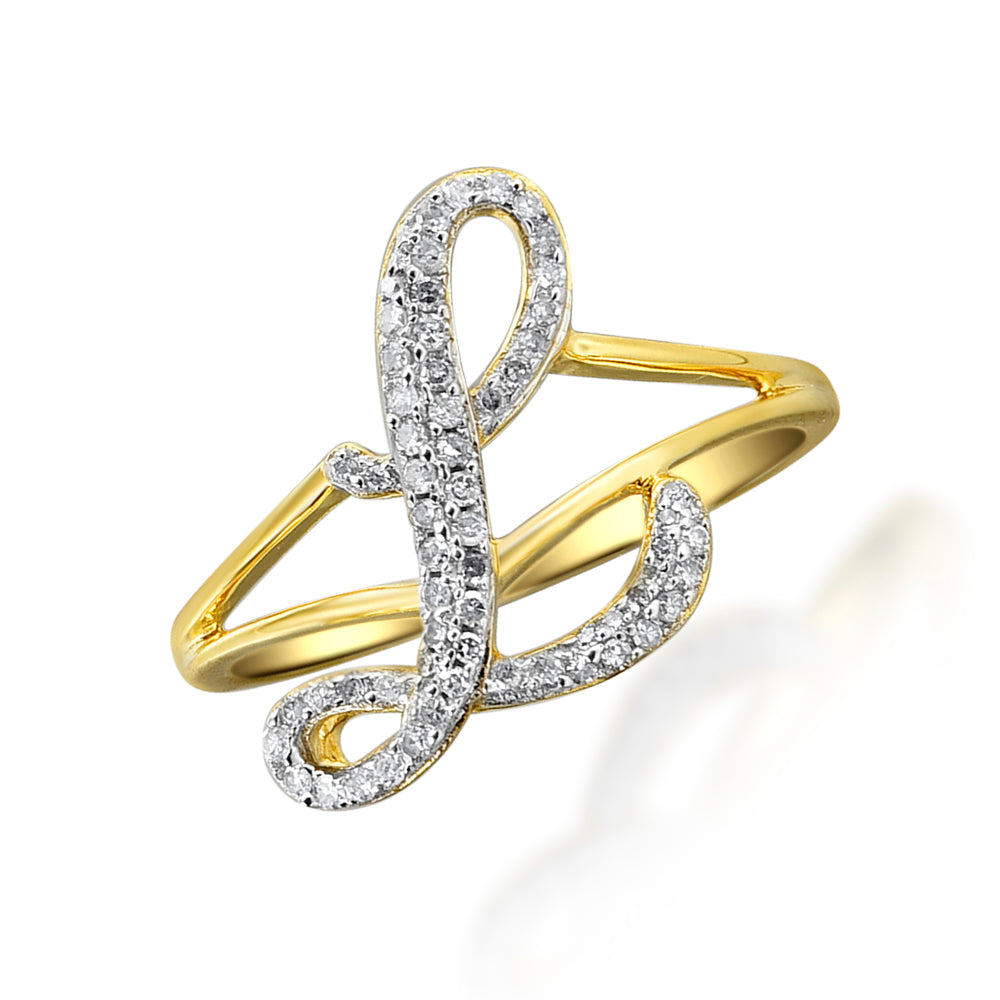 14KY 0.20CTW DIAMOND INITIAL RING