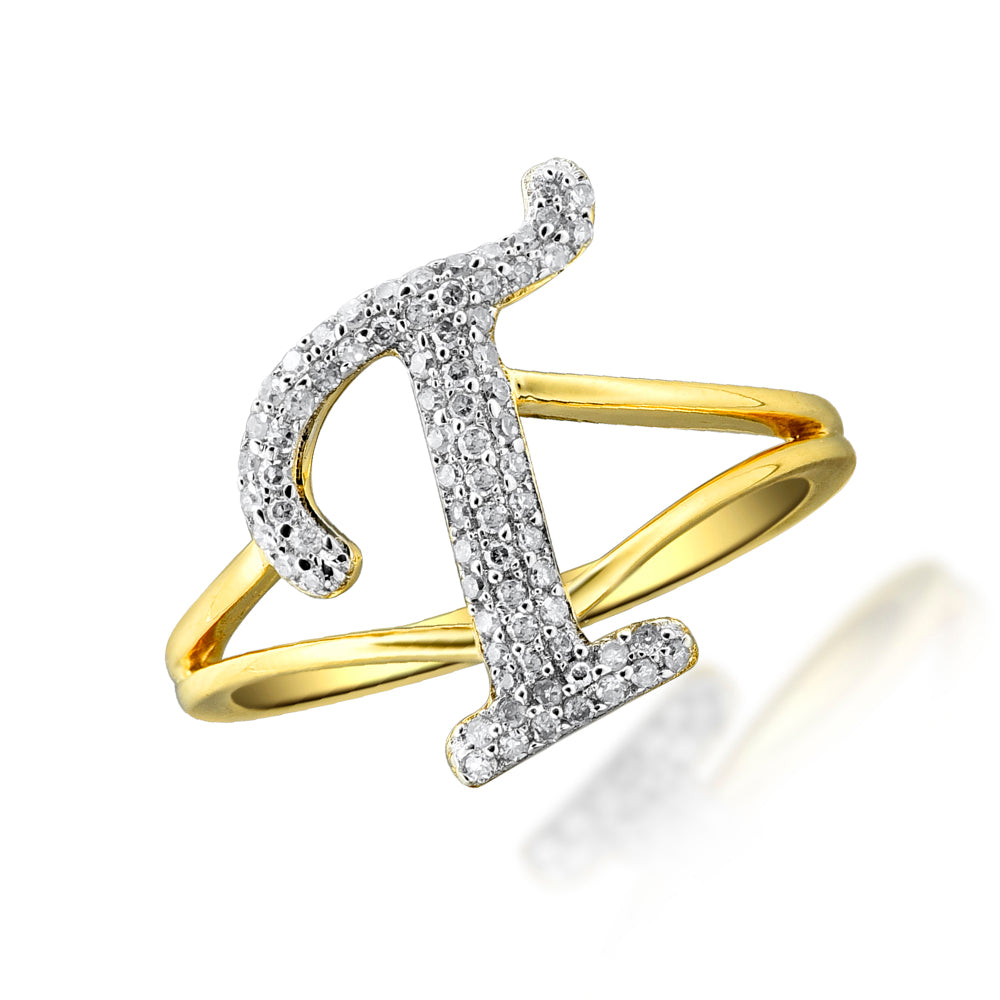 14KY 0.20CTW DIAMOND INITIAL RING